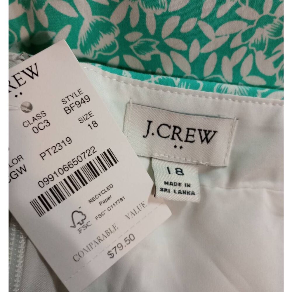 J.Crew Teal Floral Stretch Cotton Pencil Skirt Size 18 BF949 New - Picture 5 of 7